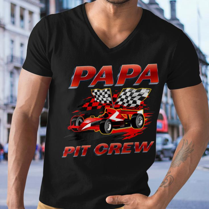 Papa Pit Crew Race Car Birthday Party Racing Family Men V-Neck Tshirt