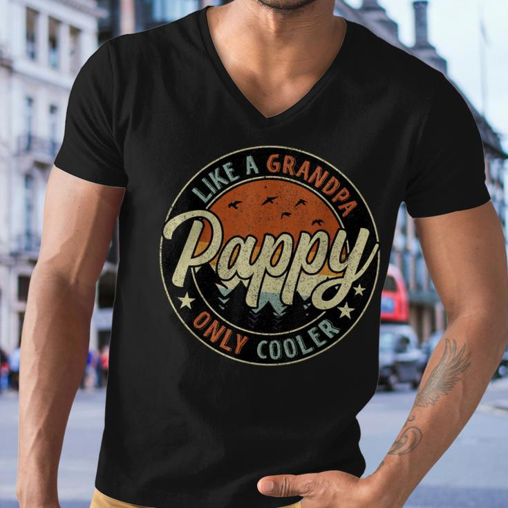 Pappy Like A Grandpa Only Cooler Vintage Retro Fathers Day Men V-Neck Tshirt