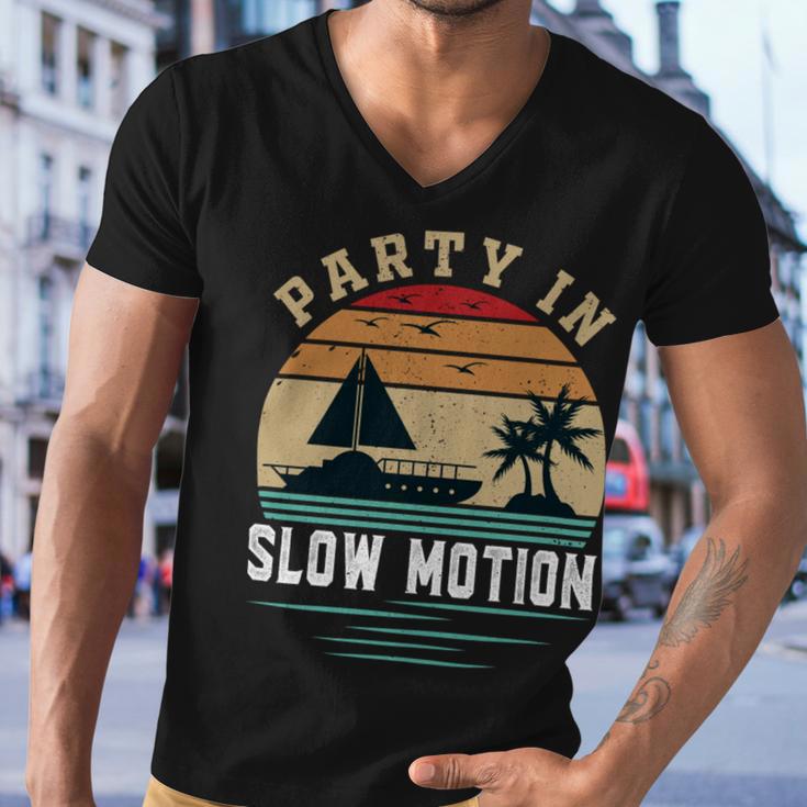 Party In Slow Motion Vintage Funny Boating Boating Gifts Men V-Neck Tshirt