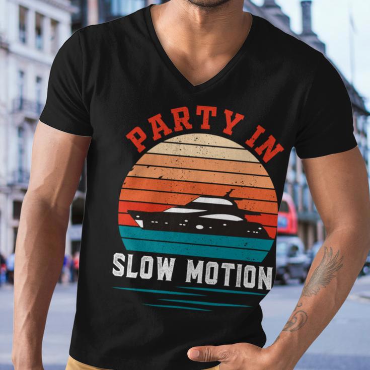 Party In Slow Motion Vintage Funny Boating Boating Gifts Men V-Neck Tshirt