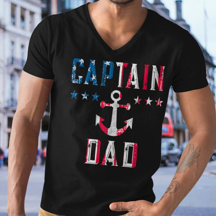 Patriotic Captain Dad American Flag Boat Owner 4Th Of July V2 Men V-Neck Tshirt