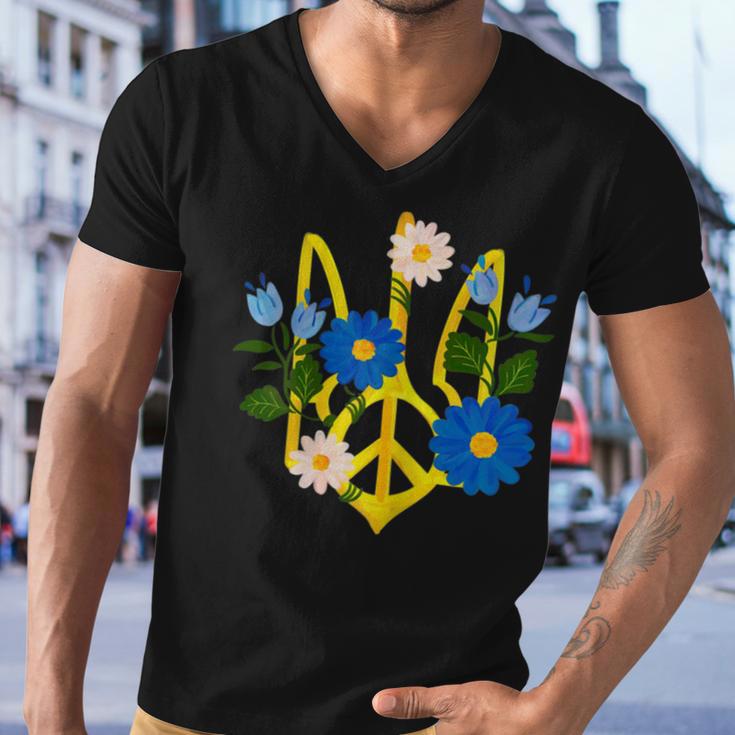 Peace In The Crest Of Ukraine Peace And Solidarity For Ukraine Men V-Neck Tshirt