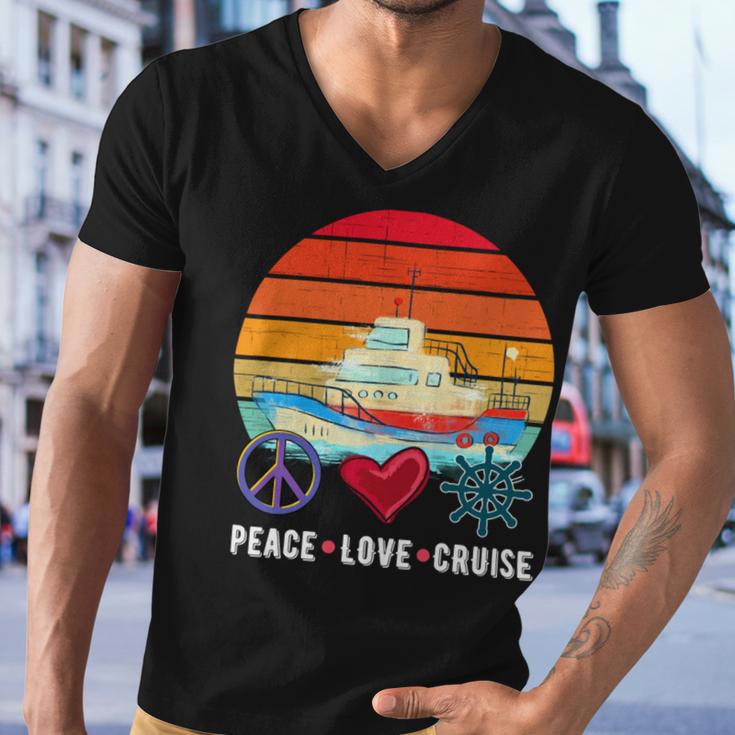 Peace Love Cruising Family Cruise Vacation Matching Gift V2 Men V-Neck Tshirt