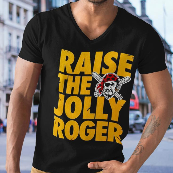 Pirates Raise The Jolly Roger Men V-Neck Tshirt