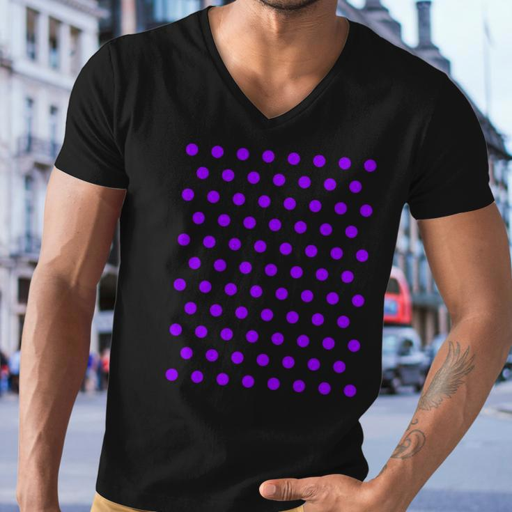 Purple And White Polka Dots Men V-Neck Tshirt