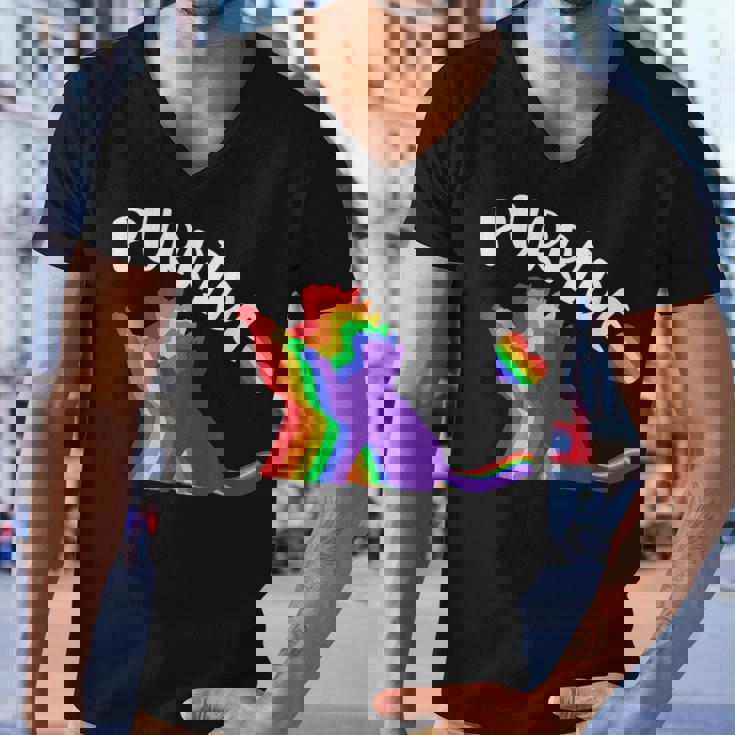 Purride Gay Pride Cat Pride Cat Cat Lgbtq Men V-Neck Tshirt