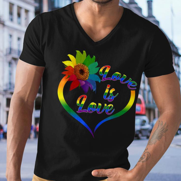 Rainbow Sunflower Love Is Love Lgbt Gay Lesbian Pride V2 Men V-Neck Tshirt