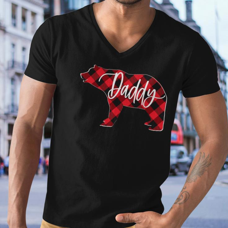 Red Buffalo Plaid Daddy Bear Matching Family Christmas Pj Men V-Neck Tshirt