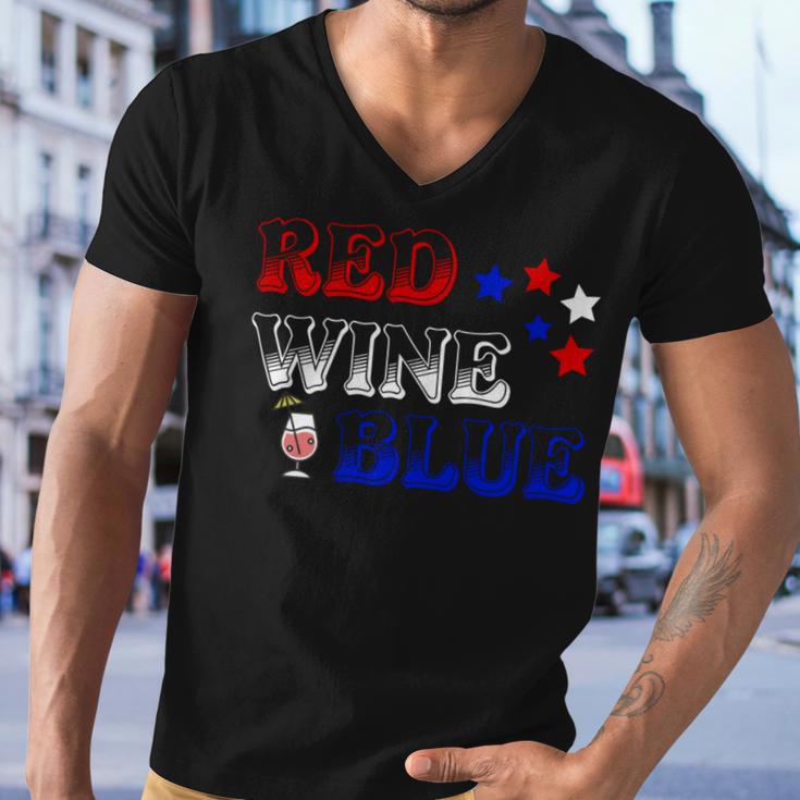 Red Wine Blue 4Th Of July Wine Red White Blue Wine Glasses V3 Men V-Neck Tshirt