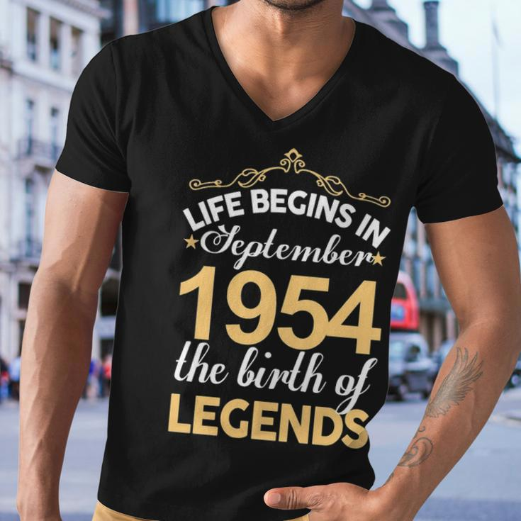 September 1954 Birthday Life Begins In September 1954 V2 Men V-Neck Tshirt