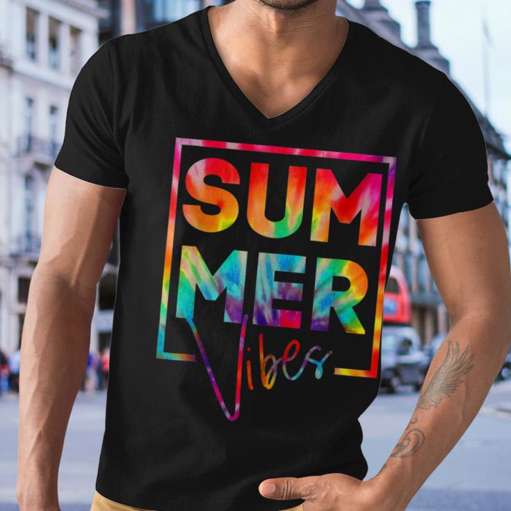 Summer Vibes Tie Dye Hello Summer Vacation Men V-Neck Tshirt