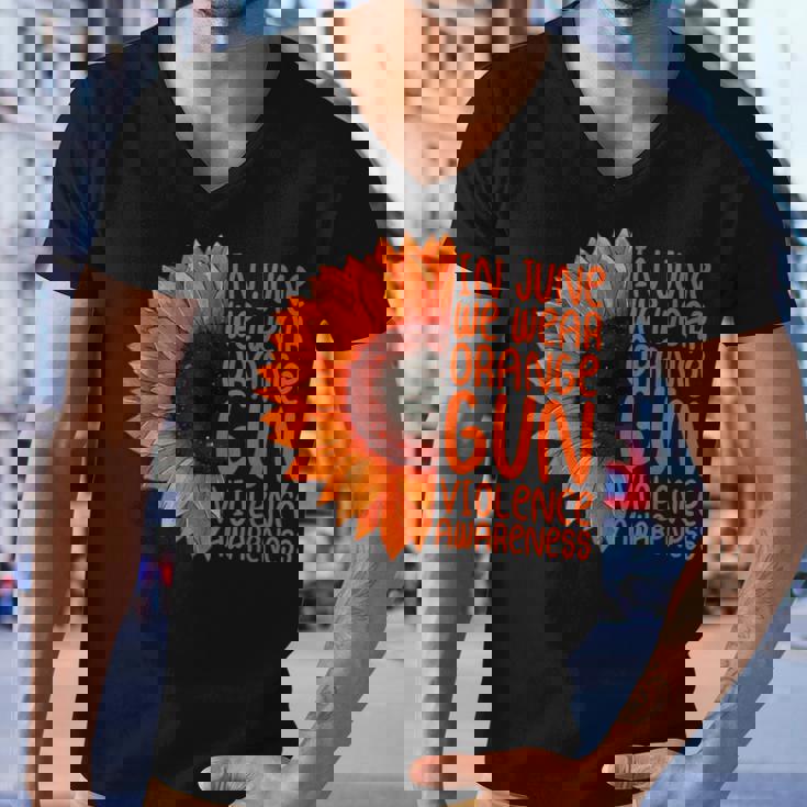 Sunflower In June We Wear Orange Gun Violence Awareness Day Men V-Neck Tshirt