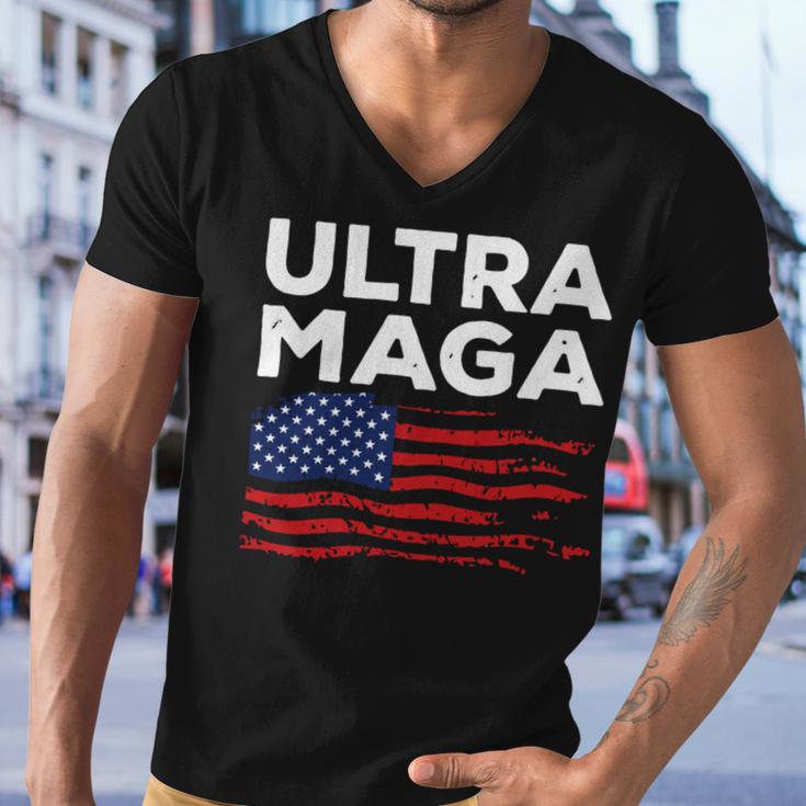 Ultra Maga Proud American Distressed Flag Patriotic Men V-Neck Tshirt