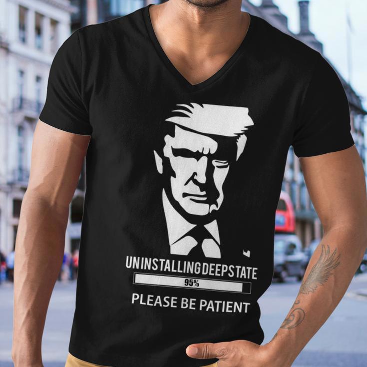 Ultra Maga Uninstalling Deep State Please Be Patient Funny Anti Biden Us Flag Pro Trump Trendy Men V-Neck Tshirt