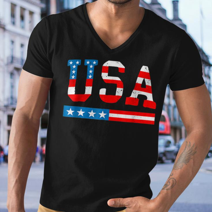 Usa Flag American 4Th Of July Merica America Flag Usa Men V-Neck Tshirt