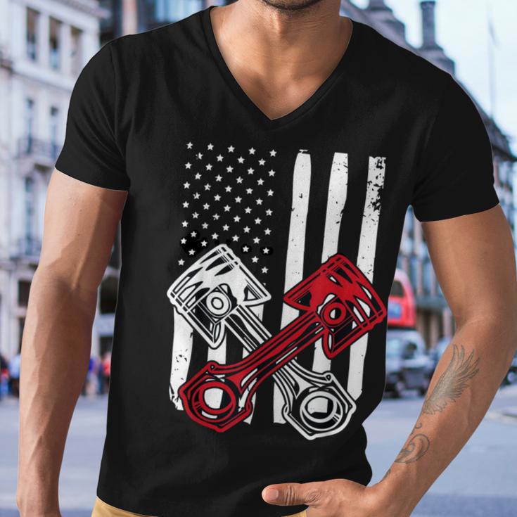 Vintage American Flag Piston Funny Muscle Car Mechanic 558 Trending Shirt Men V-Neck Tshirt