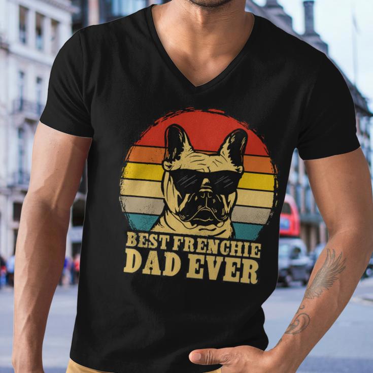 Vintage Best Frenchie Dad Ever Fathers Day 90 Shirt Men V-Neck Tshirt