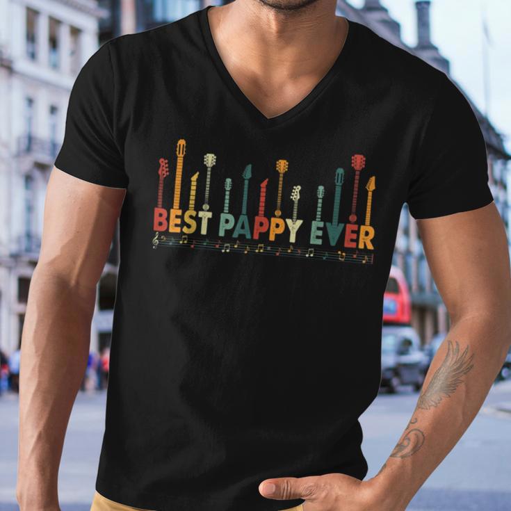 Vintage Best Pappy Ever Daddy Guitar Fathers Day Retro 303 Trending Shirt Men V-Neck Tshirt