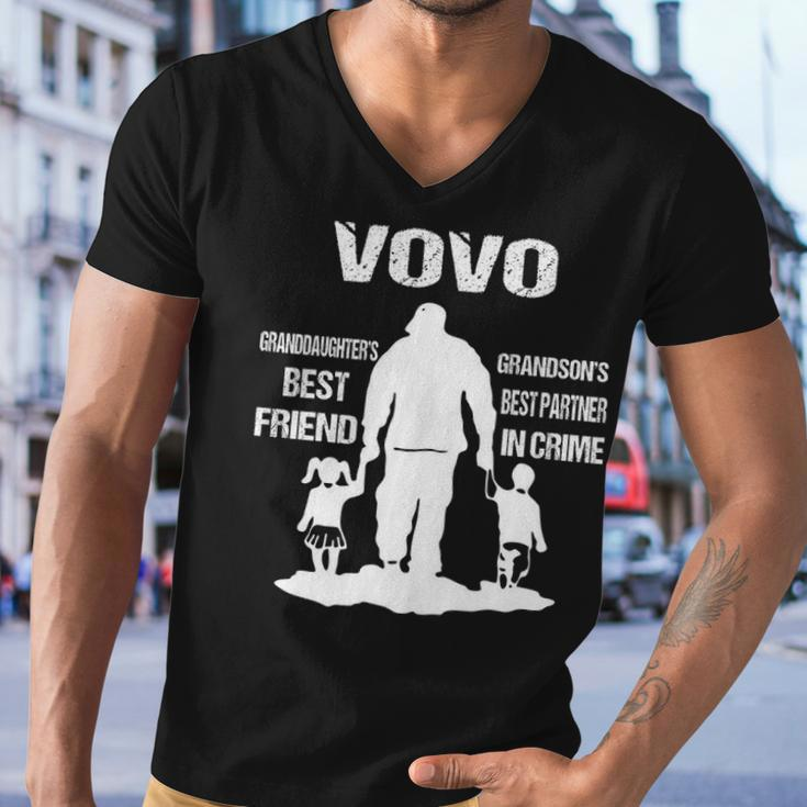 Vovo Grandpa Gift Vovo Best Friend Best Partner In Crime Men V-Neck Tshirt