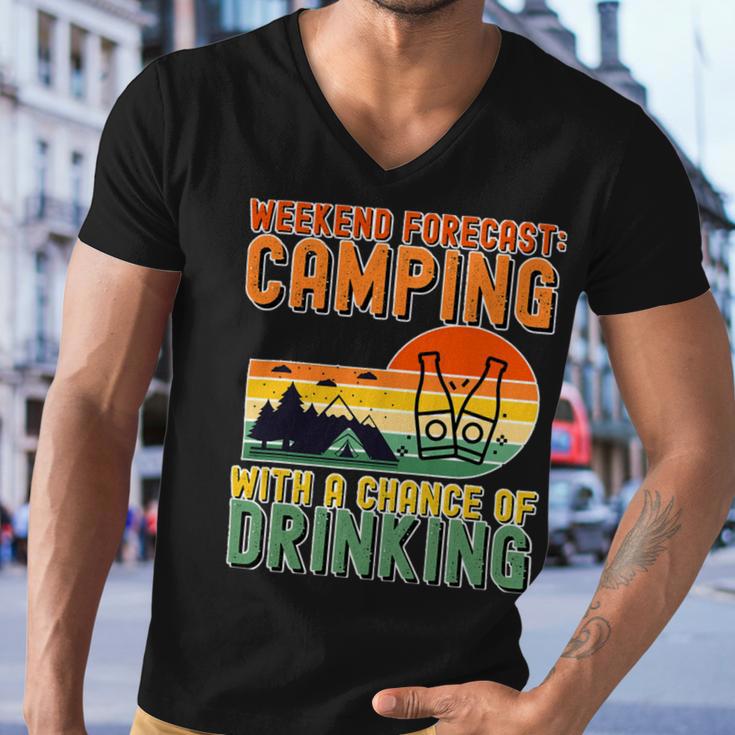 Weekend Forecast Camping With A Chance 19 Shirt Men V-Neck Tshirt