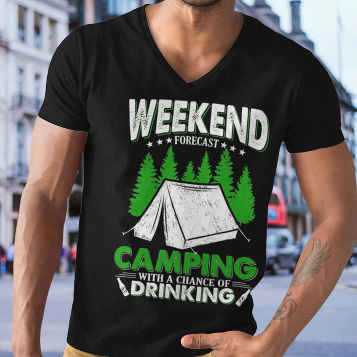 Weekend Forecast Camping With A Chance Of Drinking Funny Men V-Neck Tshirt