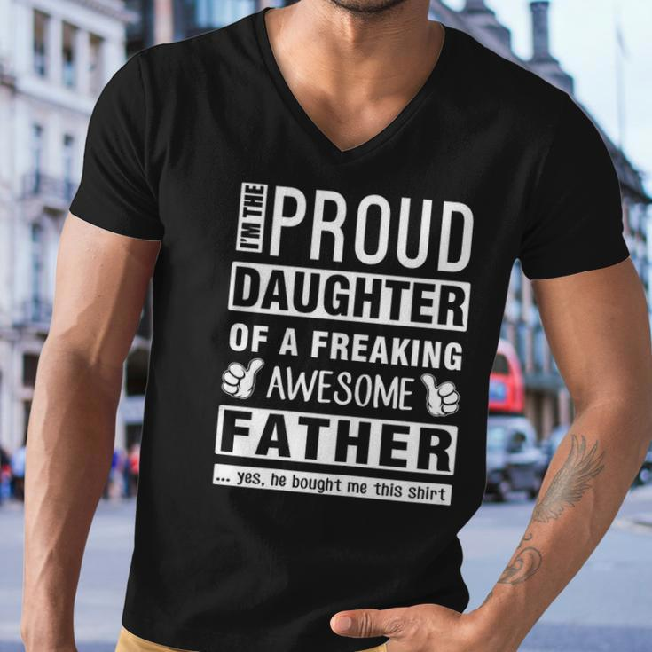 Womens Im The Proud Daughter Of A Freaking Awesome Father Men V-Neck Tshirt