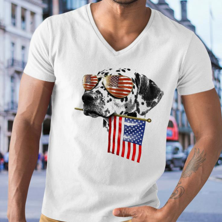 4Th Of July Fun American Flag Dalmatian Dog Lover Gift Men V-Neck Tshirt