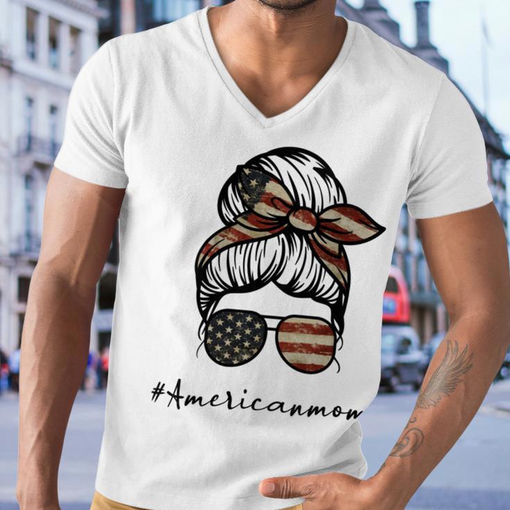 American Mom Great American Flag Sunglasses Mom Mothers Day Men V-Neck Tshirt