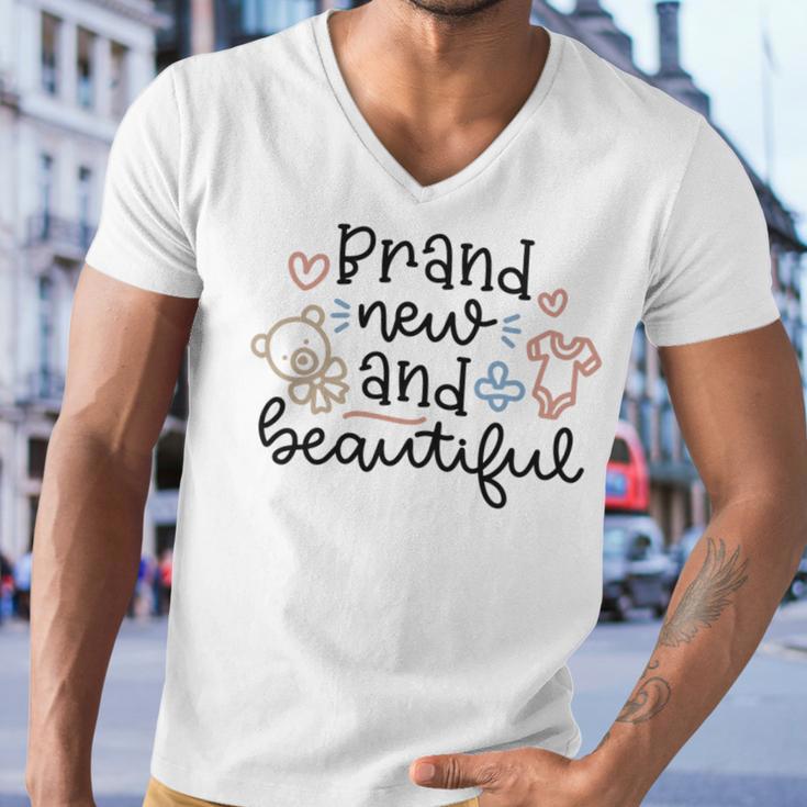 Baby Shower Text Design Brand New And Beautiful Men V-Neck Tshirt