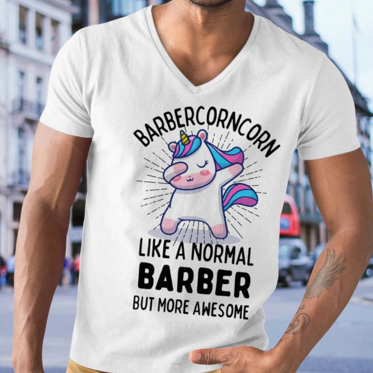 Barbercorn Funny Unicorn Dabbing Gift Like A Normal Barber But More Awesome Men V-Neck Tshirt