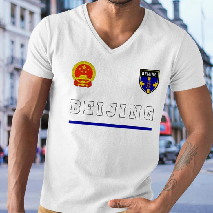 Beijing Soccer Jersey Tee Flag Football Men V-Neck Tshirt