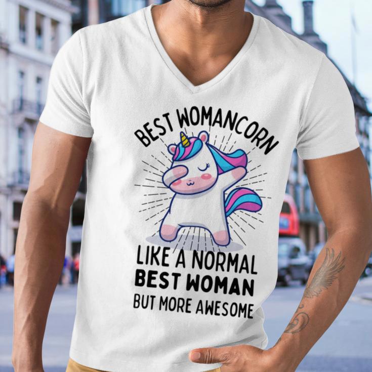 Best Womancorn Funny Unicorn Dabbing Gift Like A Normal Best Woman But More Awesome Men V-Neck Tshirt