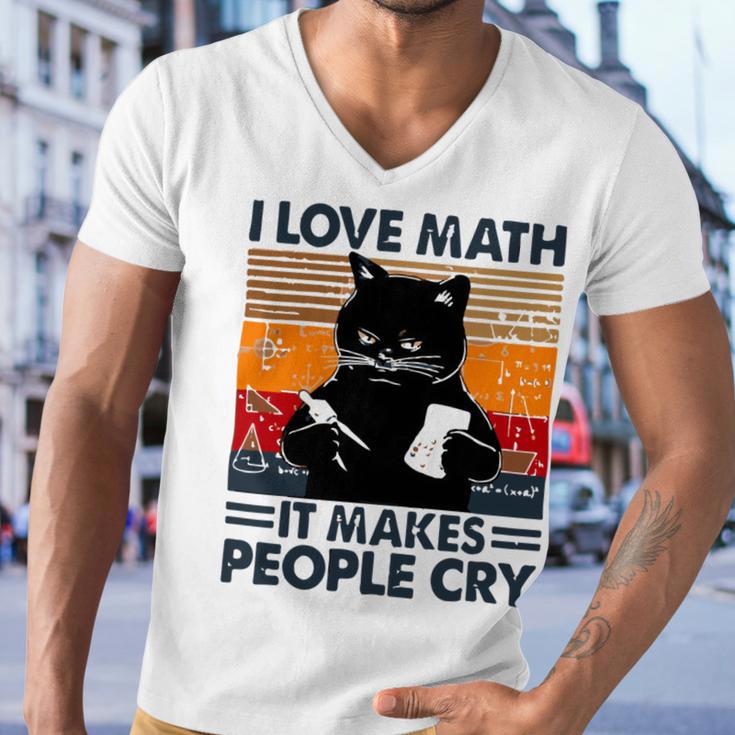 Black Cat I Love Math It Makes People Cry Men V-Neck Tshirt