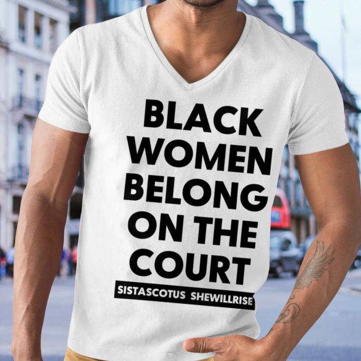 Black Women Belong On The Court Men V-Neck Tshirt