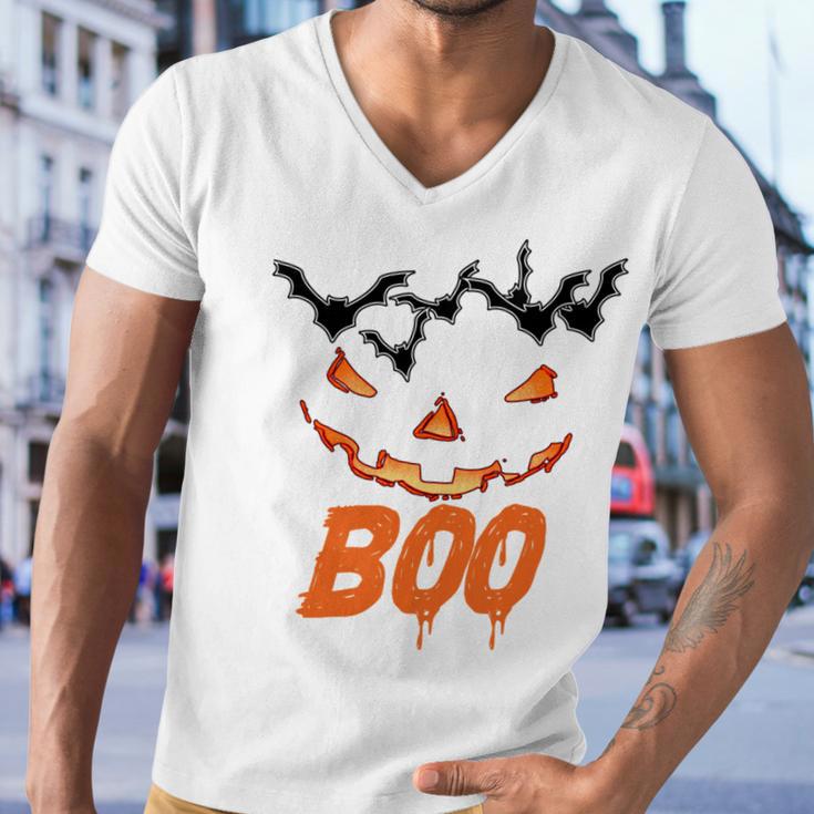 Boo Scary Pumpkin Face Men V-Neck Tshirt