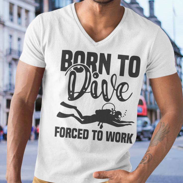 Born To Dive Forced To Work Men V-Neck Tshirt