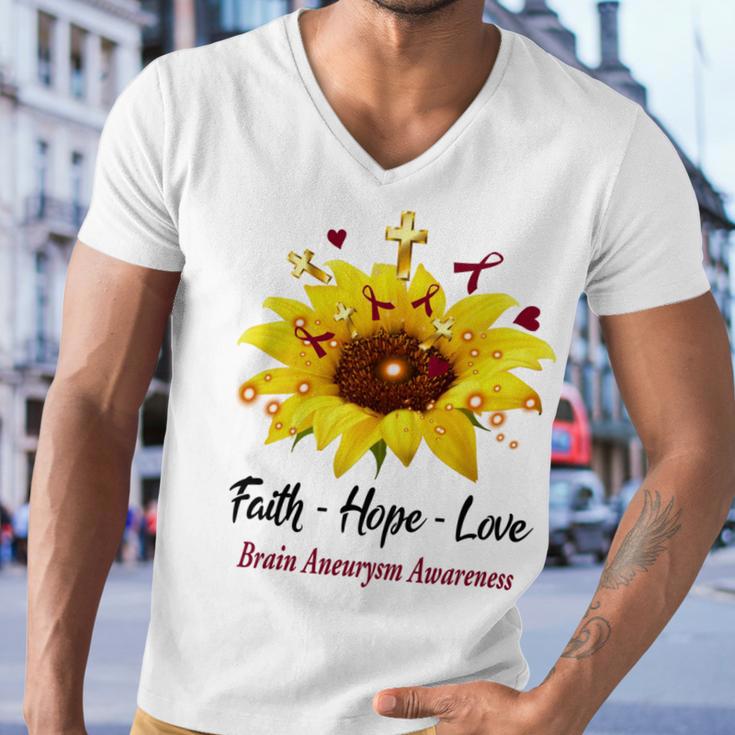 Brain Aneurysm Awareness Faith Hope Love Men V-Neck Tshirt