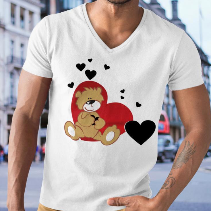 Cartoon Animal Happy Loving Teddy Bear Men V-Neck Tshirt