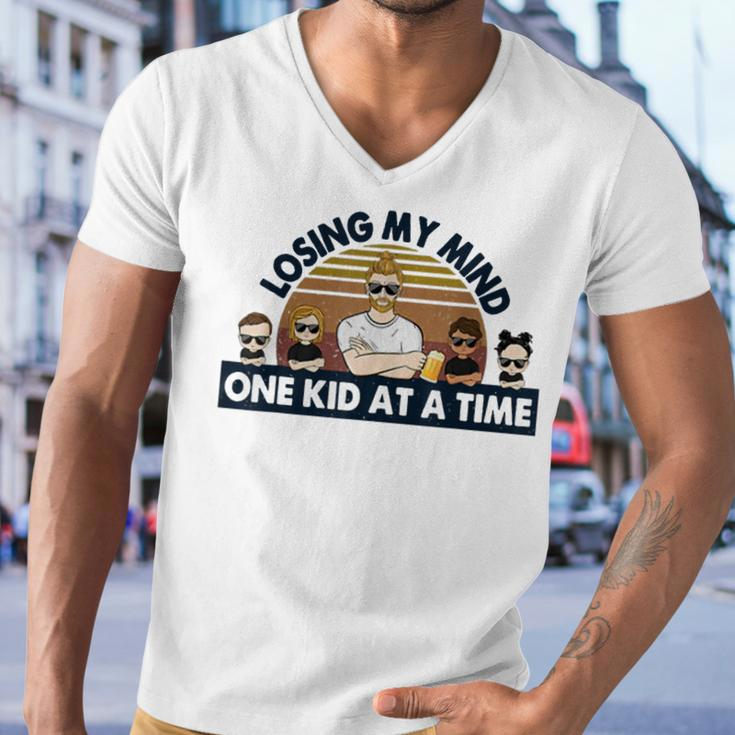 Dad Losing My Mind One Kid At A Time Men V-Neck Tshirt