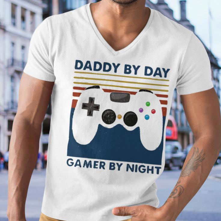 Daddy By Day Gamer By Night 250 Shirt Men V-Neck Tshirt