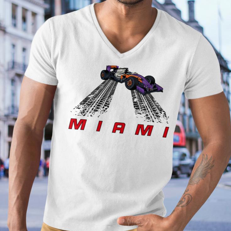 F 1 Miami Gp Aqua Men V-Neck Tshirt