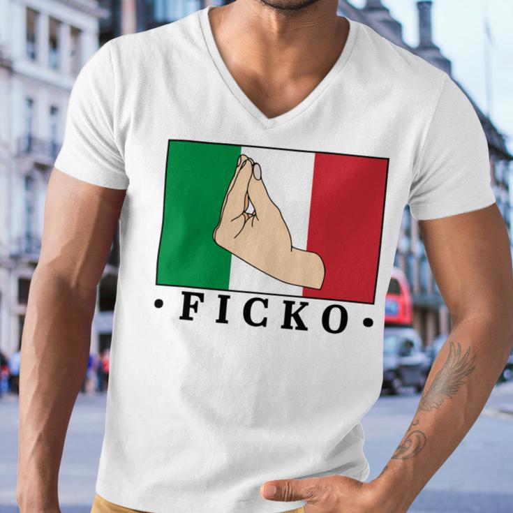 Ficko Italian Hand Sign Men V-Neck Tshirt