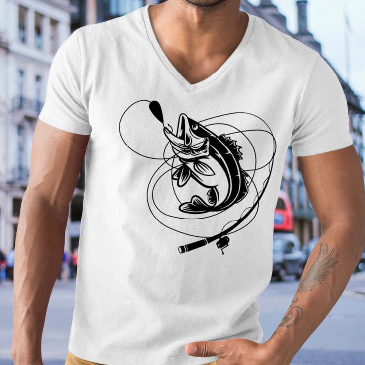 Fishing Bass Sticker Men V-Neck Tshirt