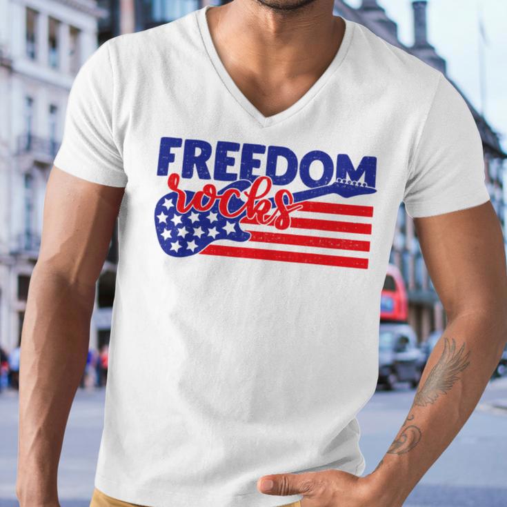 Freedom Rocks Musician Guitarist 721 Shirt Men V-Neck Tshirt