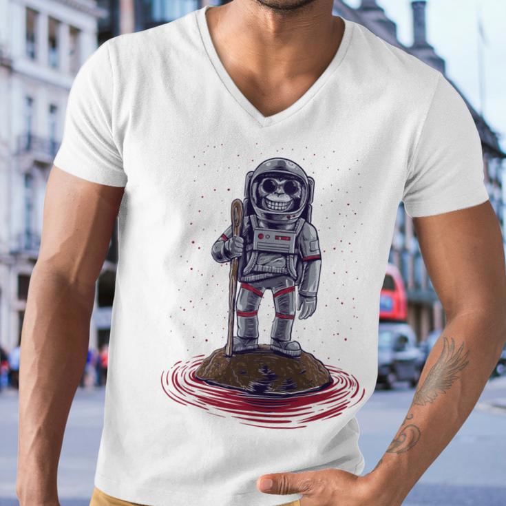 Funny Astronaut Monkey V3 Men V-Neck Tshirt