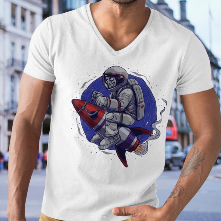 Funny Astronaut Monkey V4 Men V-Neck Tshirt