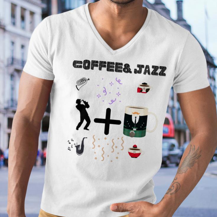 Funny Coolgiftcute Coffee Jazz Jazzmusiccoffeejazz Loverjazz Musicnashvillevintageguitar Men V-Neck Tshirt