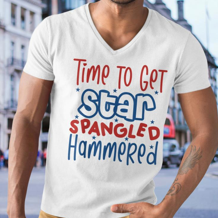 Funny Drunk 4Th Of July Time To Get Star Spangled Hammered Men V-Neck Tshirt