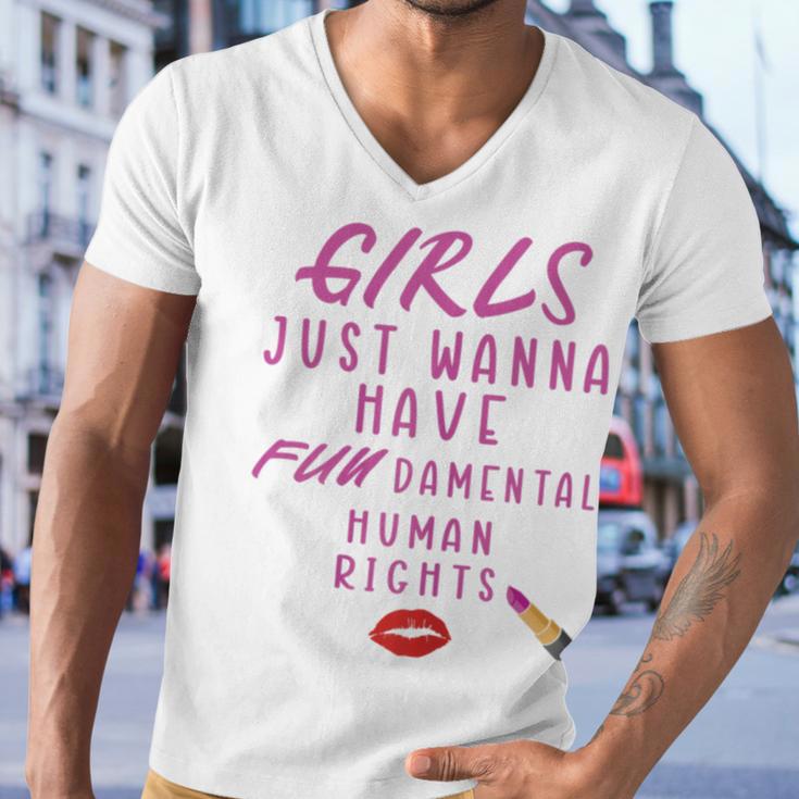 Girls Just Wanna Have Fundamental Human Rights Funny Men V-Neck Tshirt