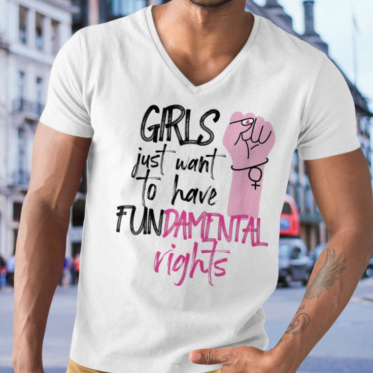 Girls Just Wanna Have Fundamental Human Rights Funny V2 Men V-Neck Tshirt